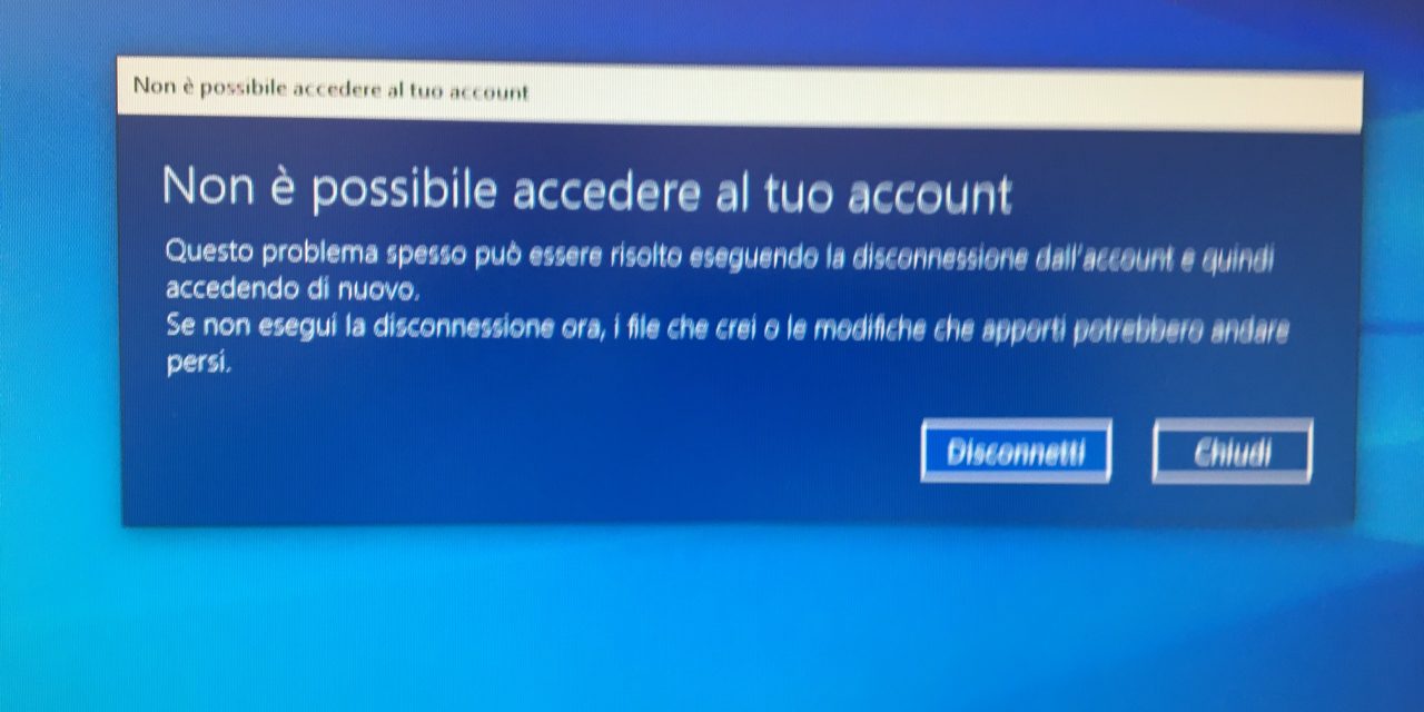 Non è possibile al tuo account – Windows 10